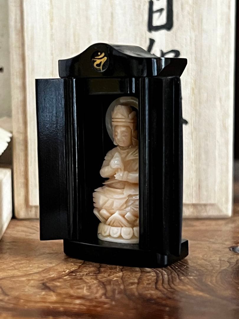 仏教美術 公式 時代 珊瑚 大日如来像 仏像 川口一光 厨子 共箱