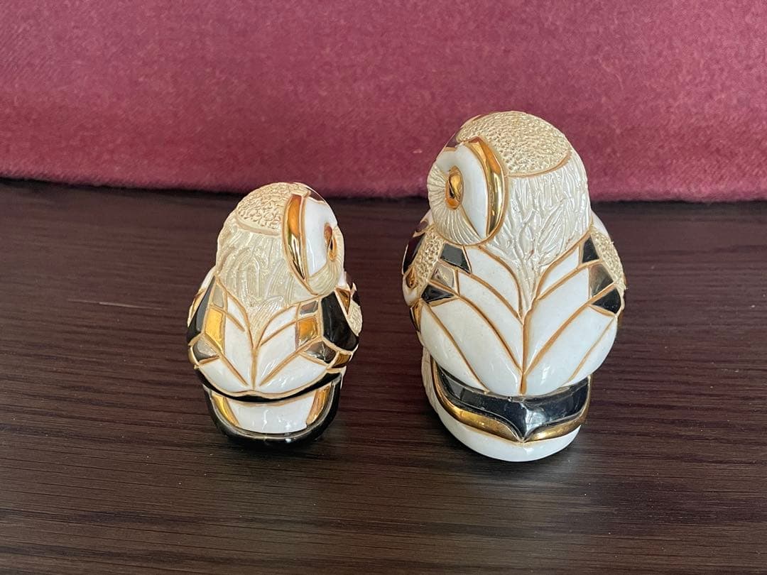 De Rosa デ・ローザ 高級 陶器 フィギュリン 置物 フクロウ セット