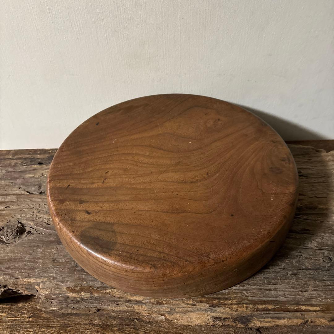 味の良い丸盆　その11 丸盆　くりぬき盆　木地盆　アンティーク　古道具検:李朝