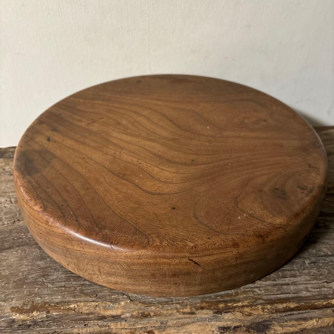 味の良い丸盆　その11 丸盆　くりぬき盆　木地盆　アンティーク　古道具検:李朝