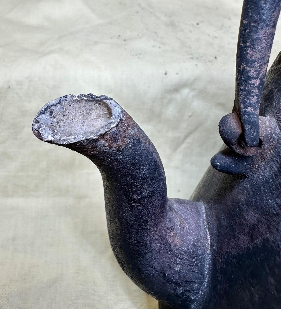 大正鉄瓶・南部「厳鷲堂」鉄瓶・銅蓋・銀摘み・銀篏注ぎ口