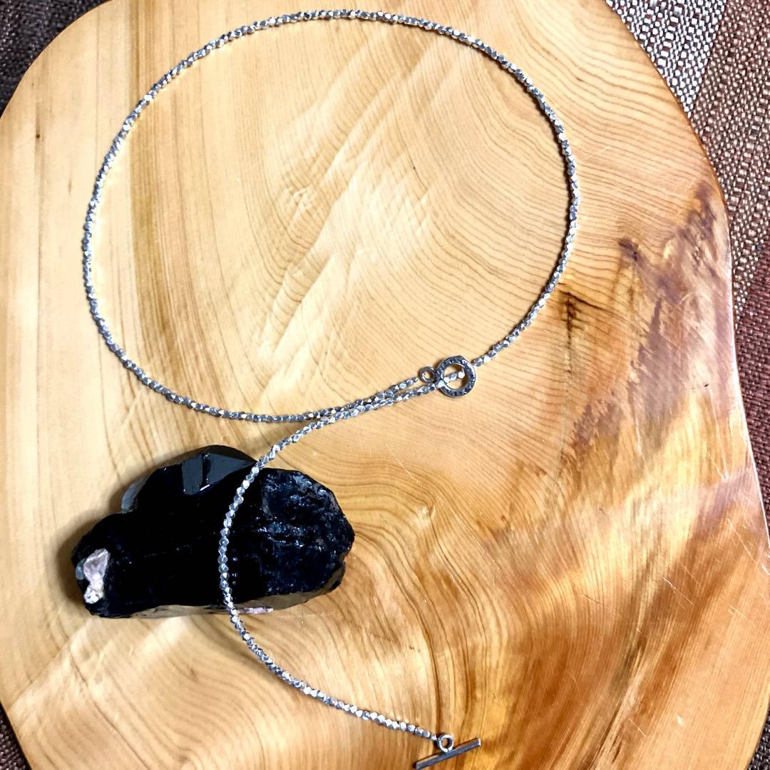 カレンシルバー ソリッドビーズ ランダムカット ロングネックレス 60cm