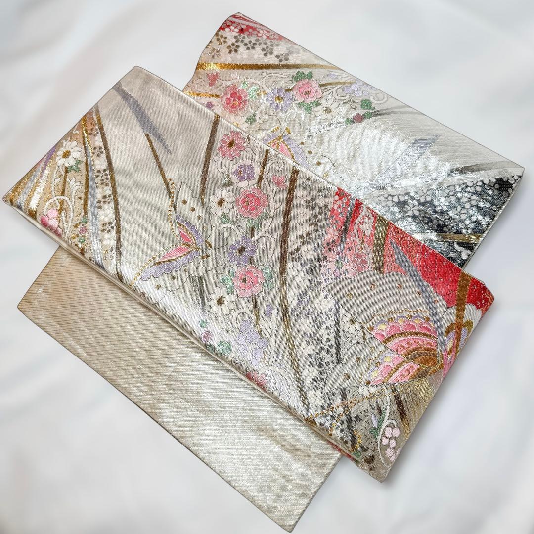 一体型 ワンタッチ帯 作り帯 マジックテープ 佐賀錦 豪華 袋帯 二重