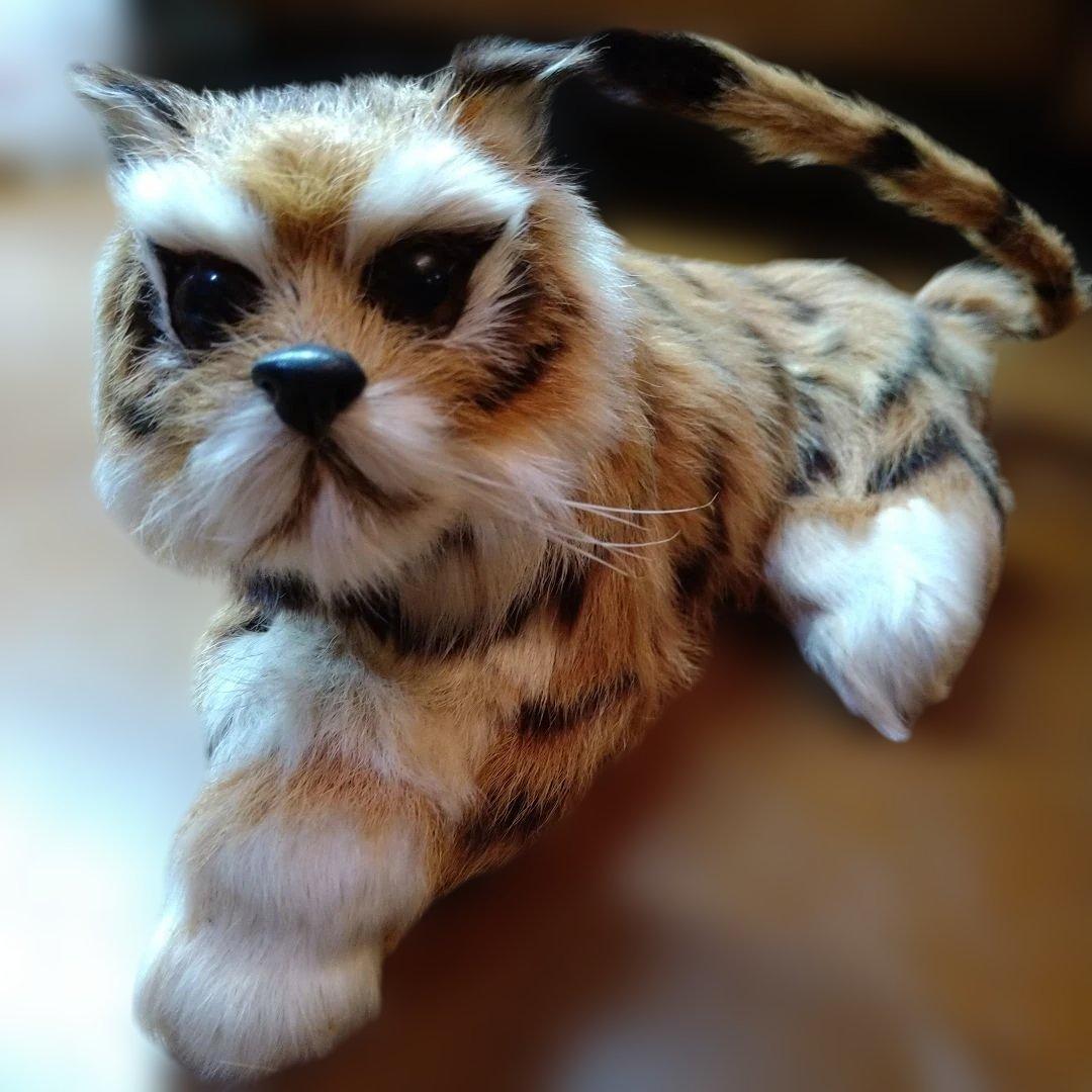 虎の親子置物3体セットA ビンテージ ハンドメイド 首振り 一点物