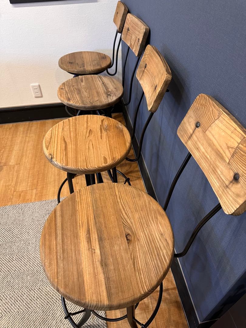 インダストリアルスタイル バースツール 4脚セット　カウンターチェアー