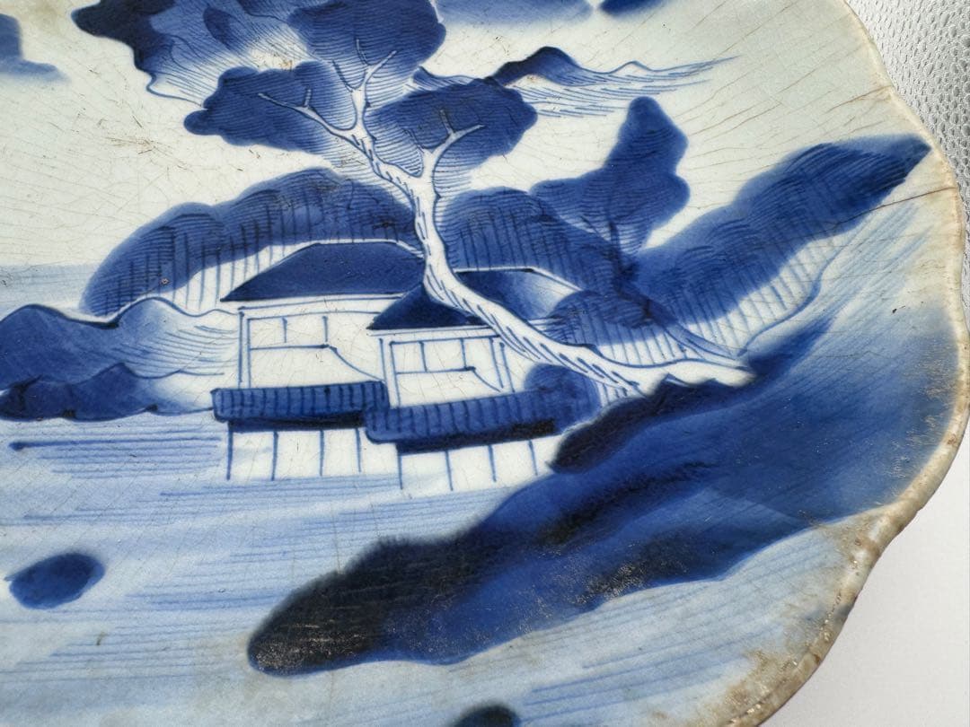 古伊万里風 染付 山水図 大皿 江戸後期〜明治 欠け有 - メルカリ