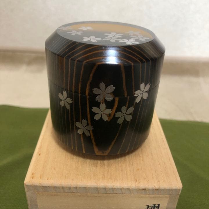 雪吹棗 茶道具】雪吹 棗 雪輪 中村宗尹 共箱 薄器 吹雪 R1277ダ