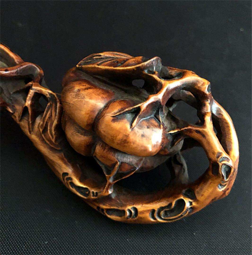 中国美術 唐 古黄楊木 細密彫り 如意 法具 - メルカリ