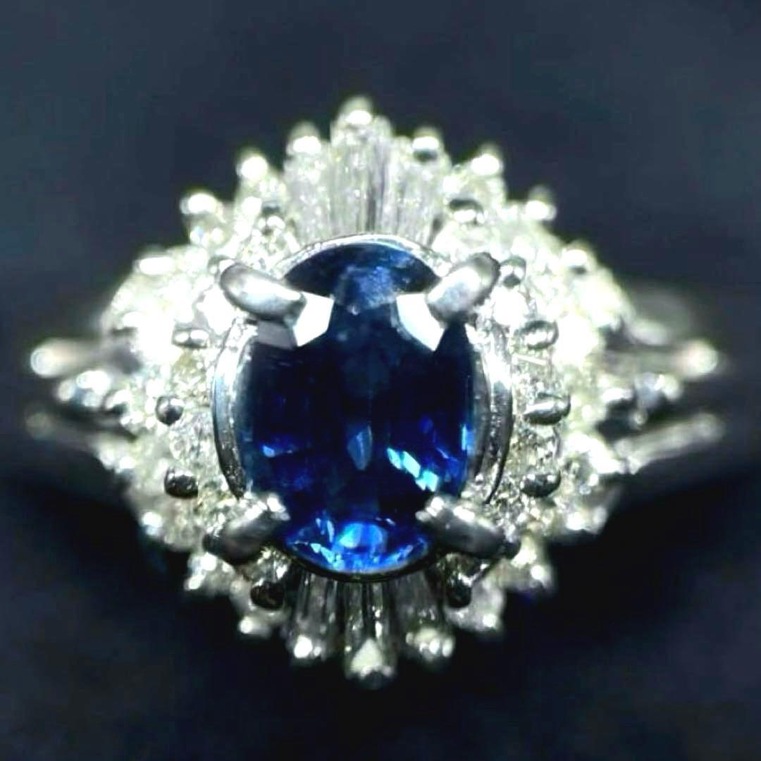 pt900 サファイア　ダイヤモンド　リング