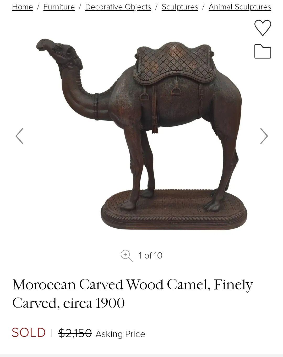 モロッコ 木彫 彫刻 Camel ラクダ アンティーク 1900's