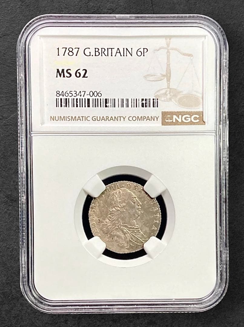 NGC MS62】1787年 イギリス ジョージ3世 6ペンス 銀貨 単年発行 - メルカリ