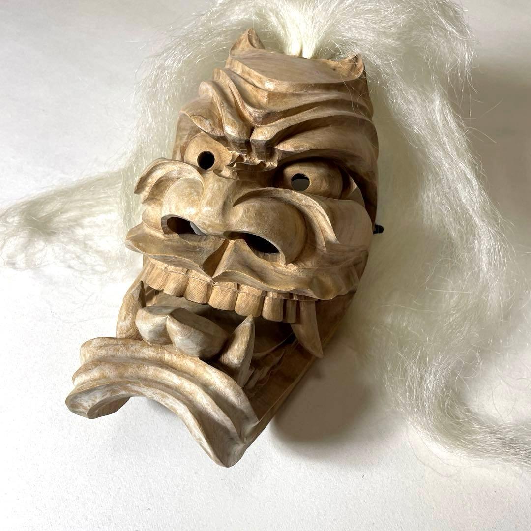 XG552 作家・小森惠雲作・佐賀鬼・鬼面・能面・神楽面・鹿島一刀彫・杉