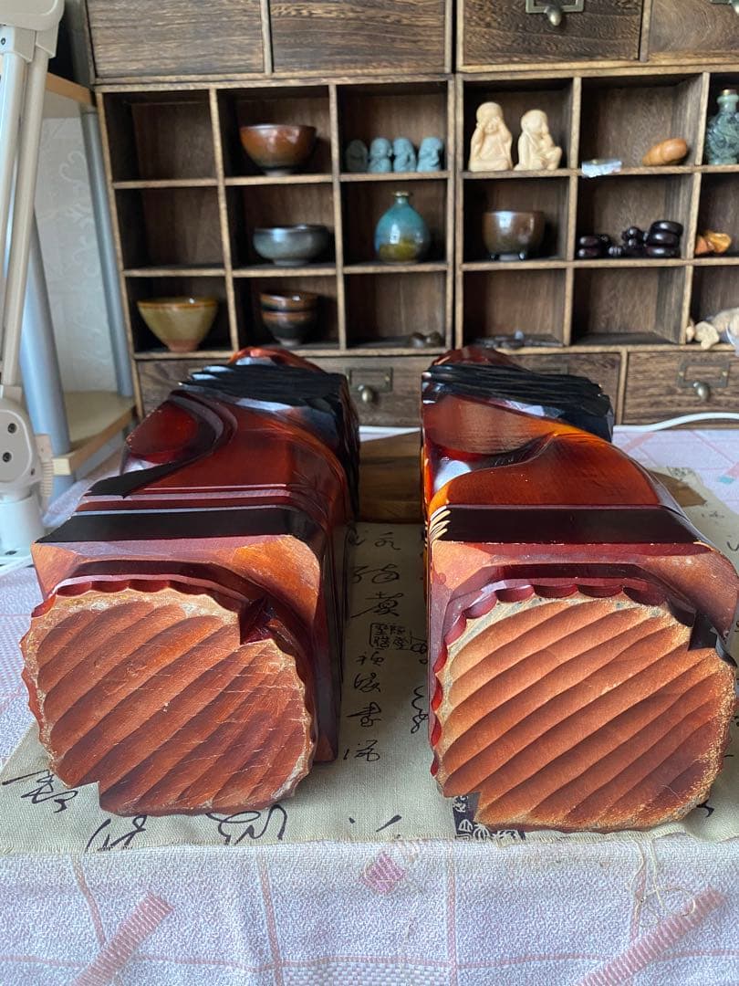 特大 アイヌ 木彫り人形 2体セット 夫婦 ニポポ人形 木製 伝統工芸品