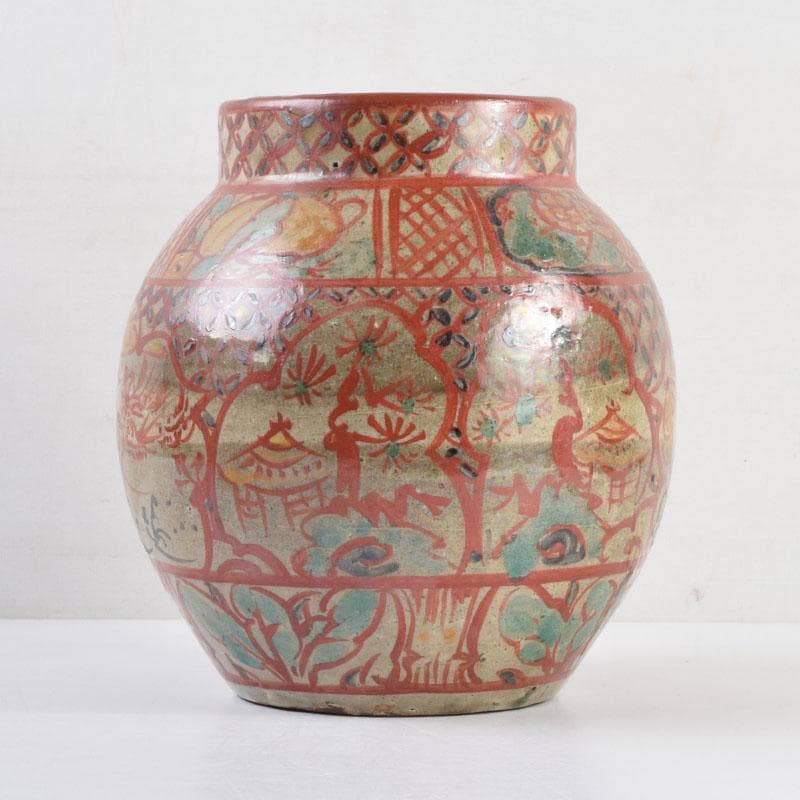 琉球陶器 壺屋焼 小橋川仁王造 神獣山水文 花瓶 共箱 C 8976 - メルカリ