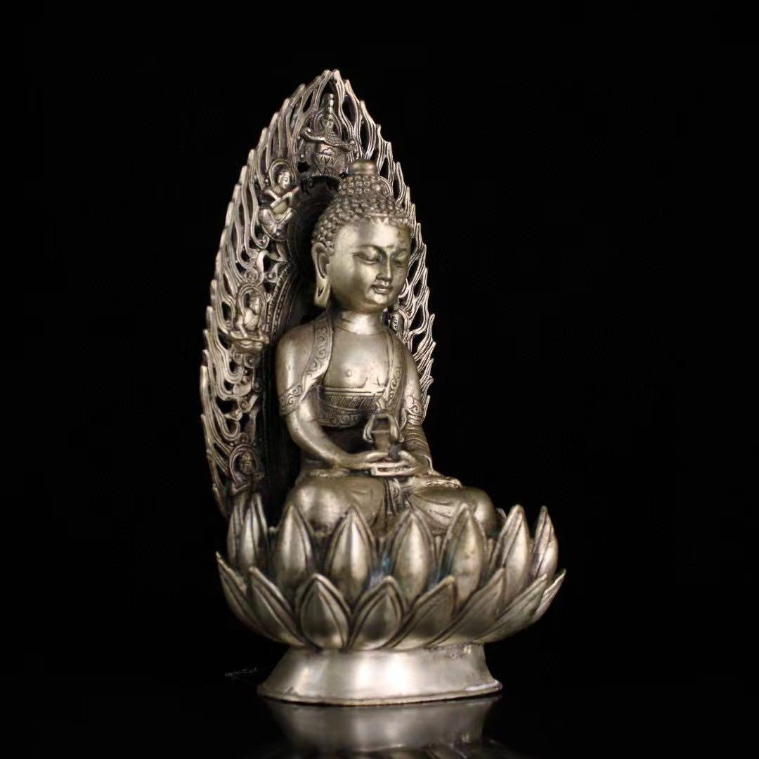 旧蔵、田舎入手、精銅、鎏銀無量寿一尊 - メルカリ