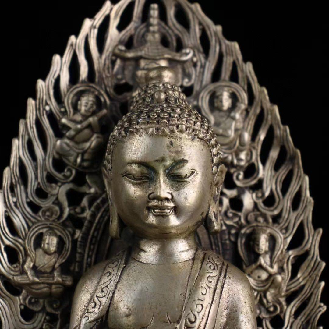 旧蔵、田舎入手、精銅、鎏銀無量寿一尊 - メルカリ