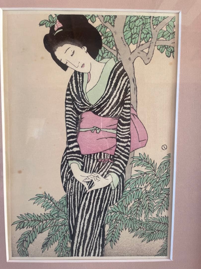 竹久夢二　木版画「宵侍草」