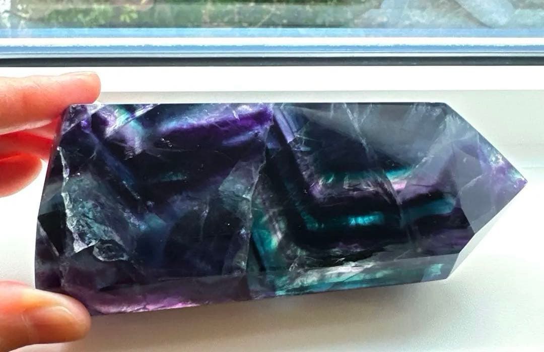 ブルーフローライト タワー 13.2㎝ フローライト 青 透明感 虹