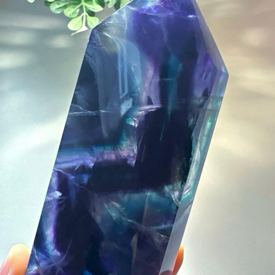 ブルーフローライト タワー 13.2㎝ フローライト 青 透明感 虹 ブルー