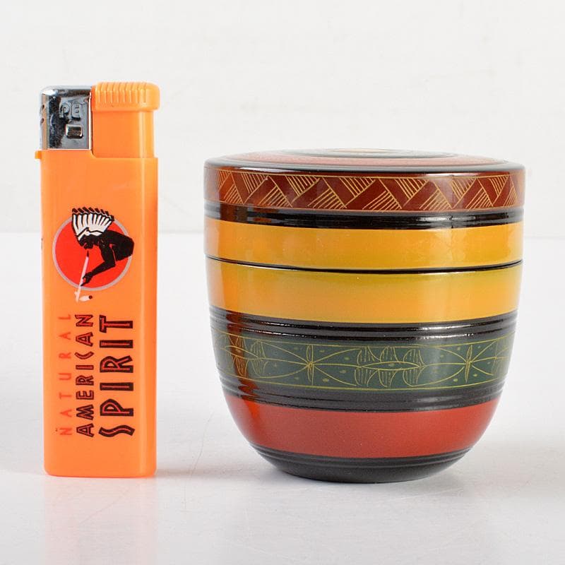 茶道具　山中塗　中村湖彩作　唐物写し　独楽棗　共箱　Ｖ　6294