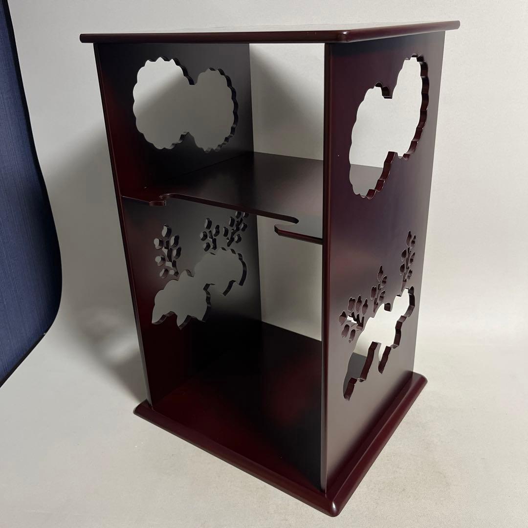 ほぼ未使用 華道具 木製黒真塗 花蒔絵 螺鈿付 花台 飾台 置台 盆栽台