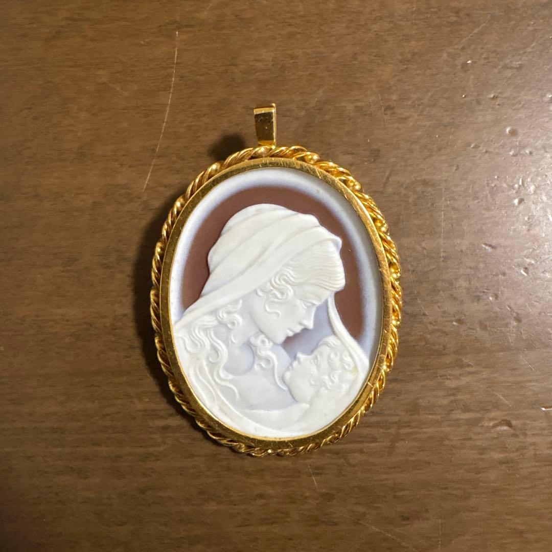 値下げ@カメオ　k18刻印あり　ブローチ 期間限定 最終値下げ カメオ K18 刻印あり シェルカメオ ブローチ