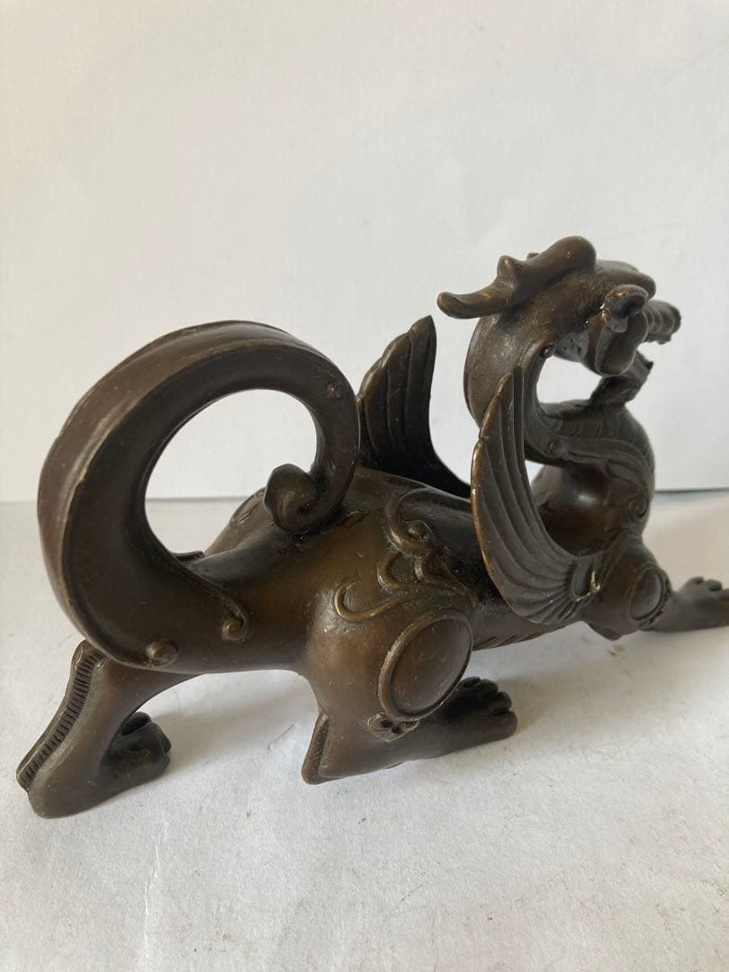 龍置物，古銅製，鎮宅，辟邪，緣起物，重約1300克。 旦旦妙