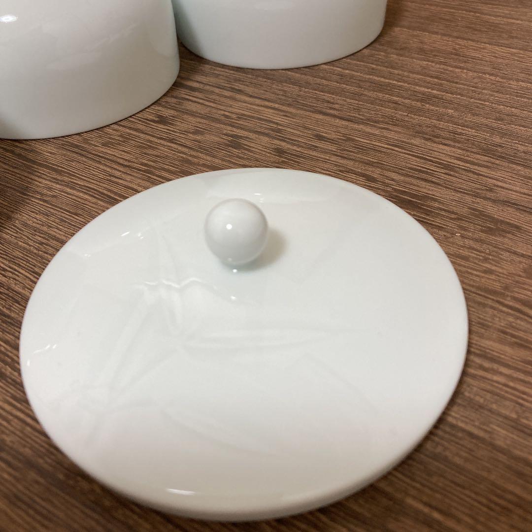 井上萬二 白磁 白磁 笹彫文 湯呑 5客