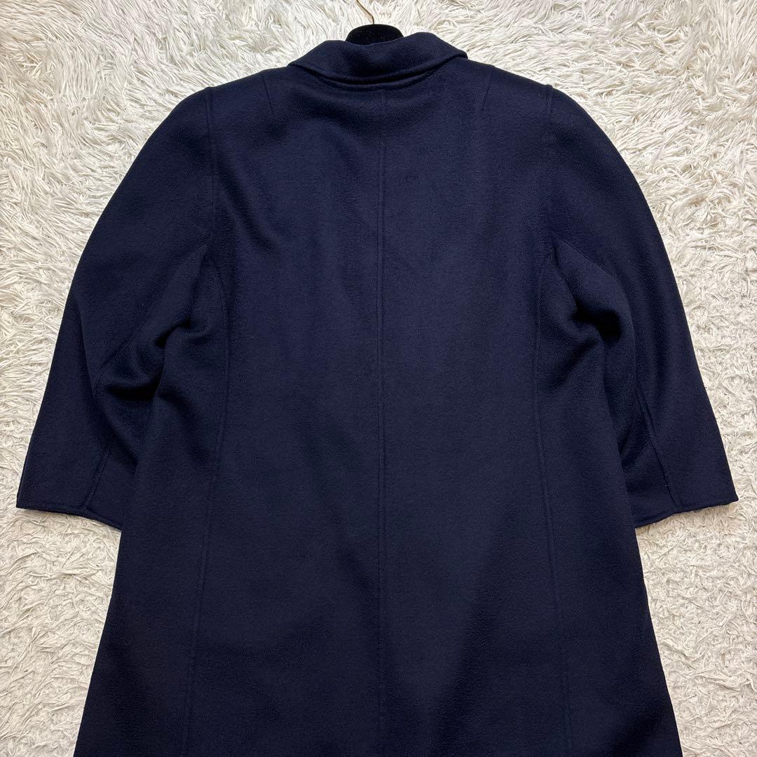 超美品☆未使用級【レリアン】カシミヤ100% 紺 ダブルチェスター 13 XL 美