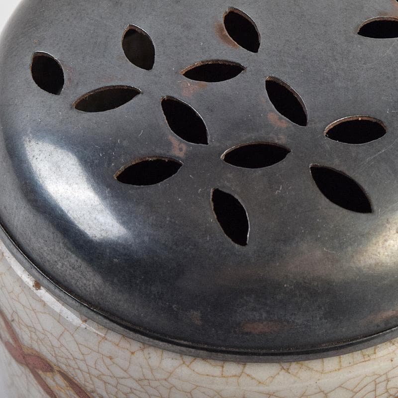 茶道具　野々村仁清作　色絵金彩　銀火屋約18g　香炉　時代箱　M　R9105