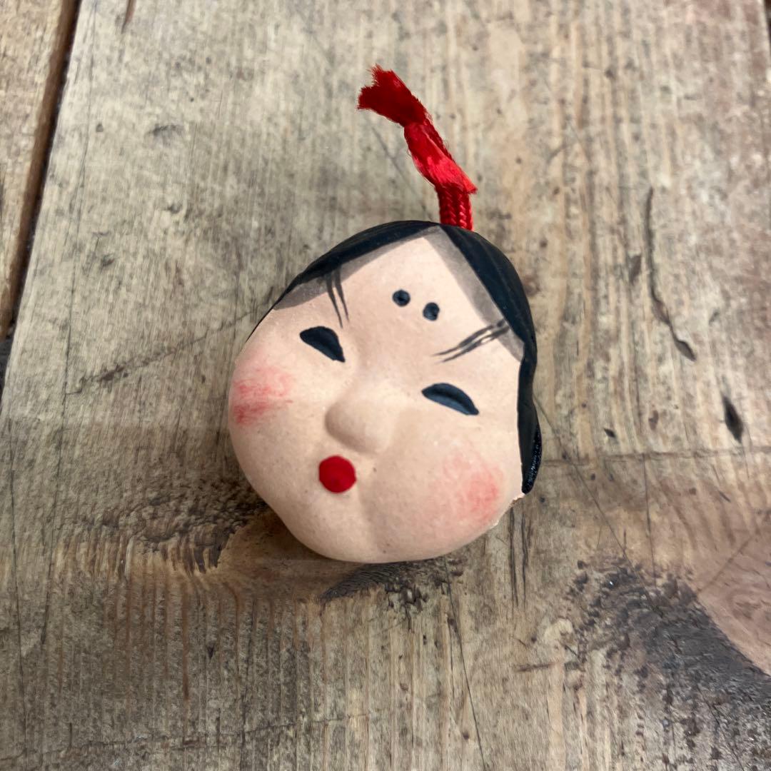 昭和レトロ 陶器製 焼物 おたふく ひょっとこ 鈴 土鈴 ストラップ 雑貨