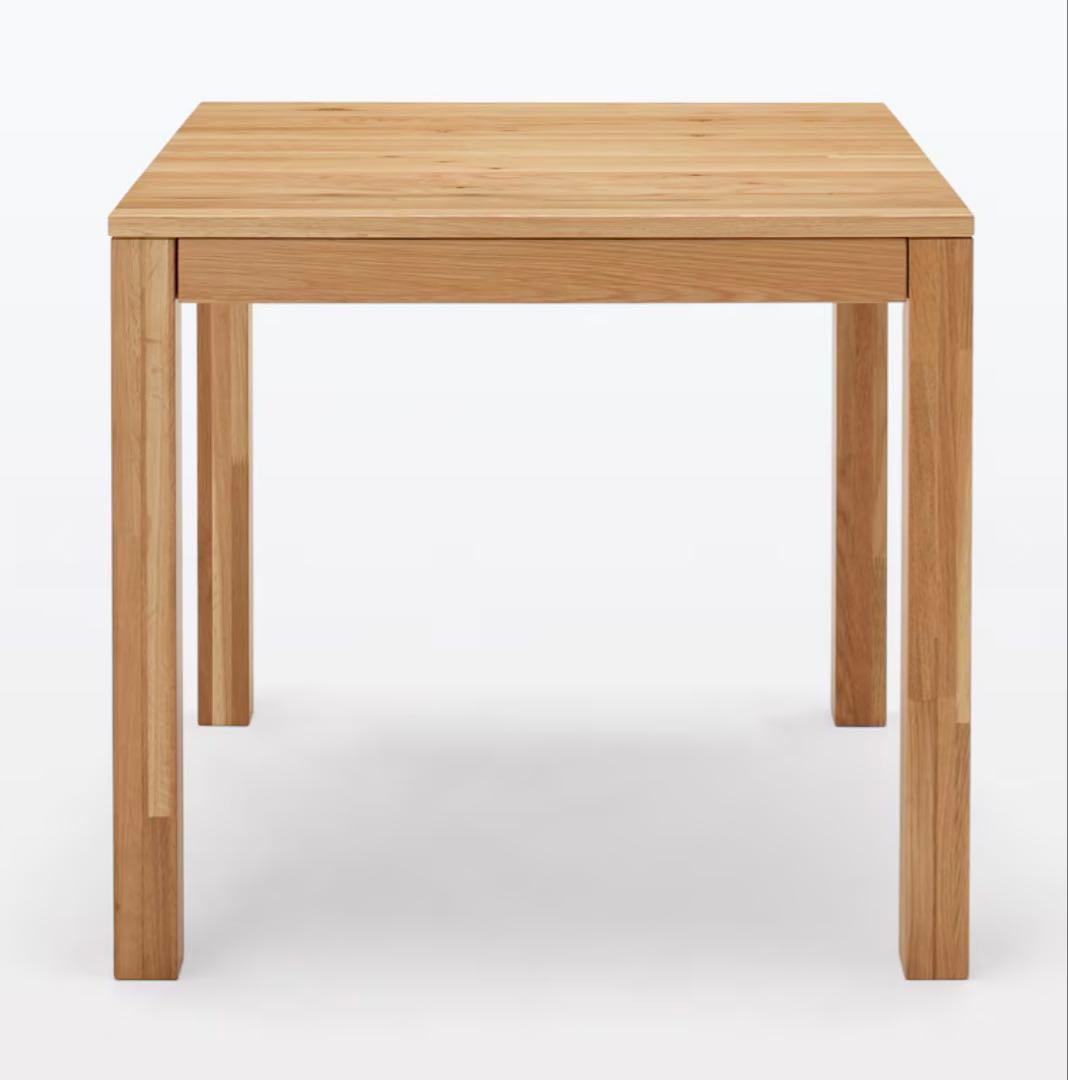 美品★無印 木製テーブル 引出付 節あり　幅８０ｃｍ・オーク材