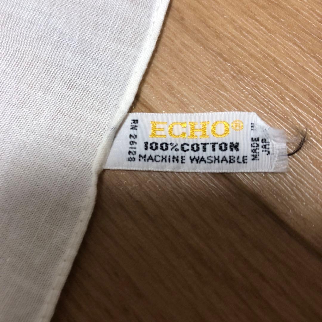 ビンテージ　ECHO バンダナ　スカーフ　チェッカーフラッグ柄　大判