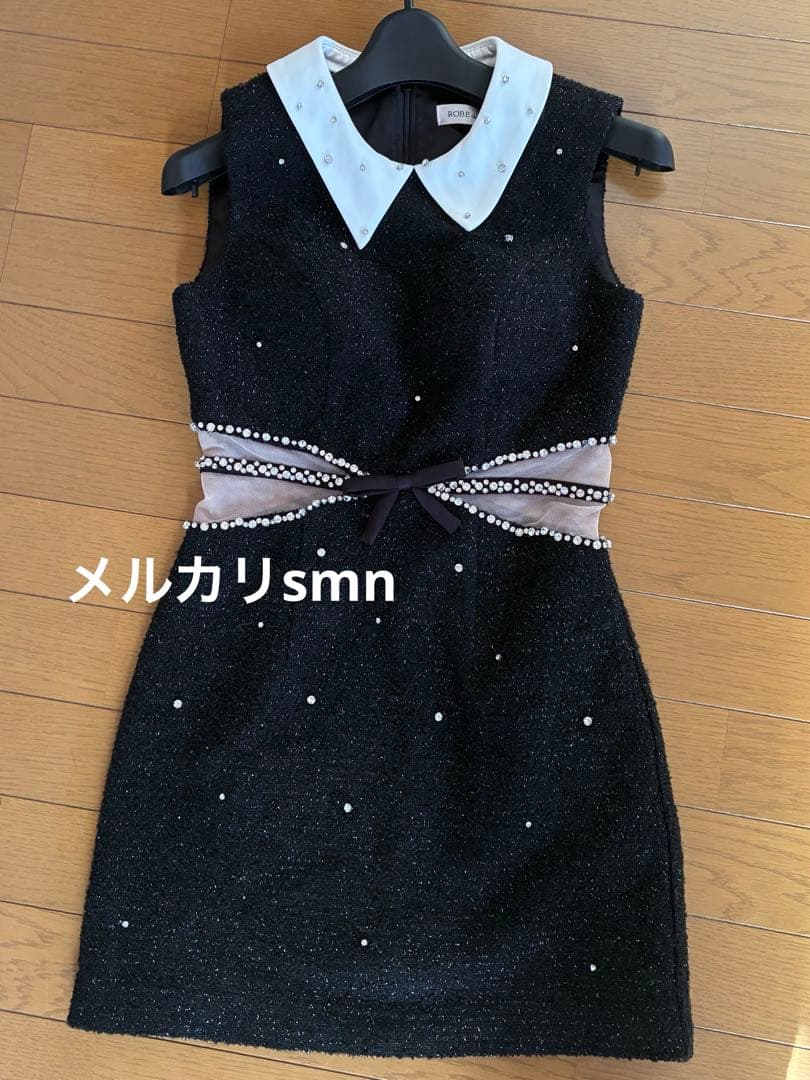 10th限定　ROBE de FLEURS ツイードドレス　S ブラック