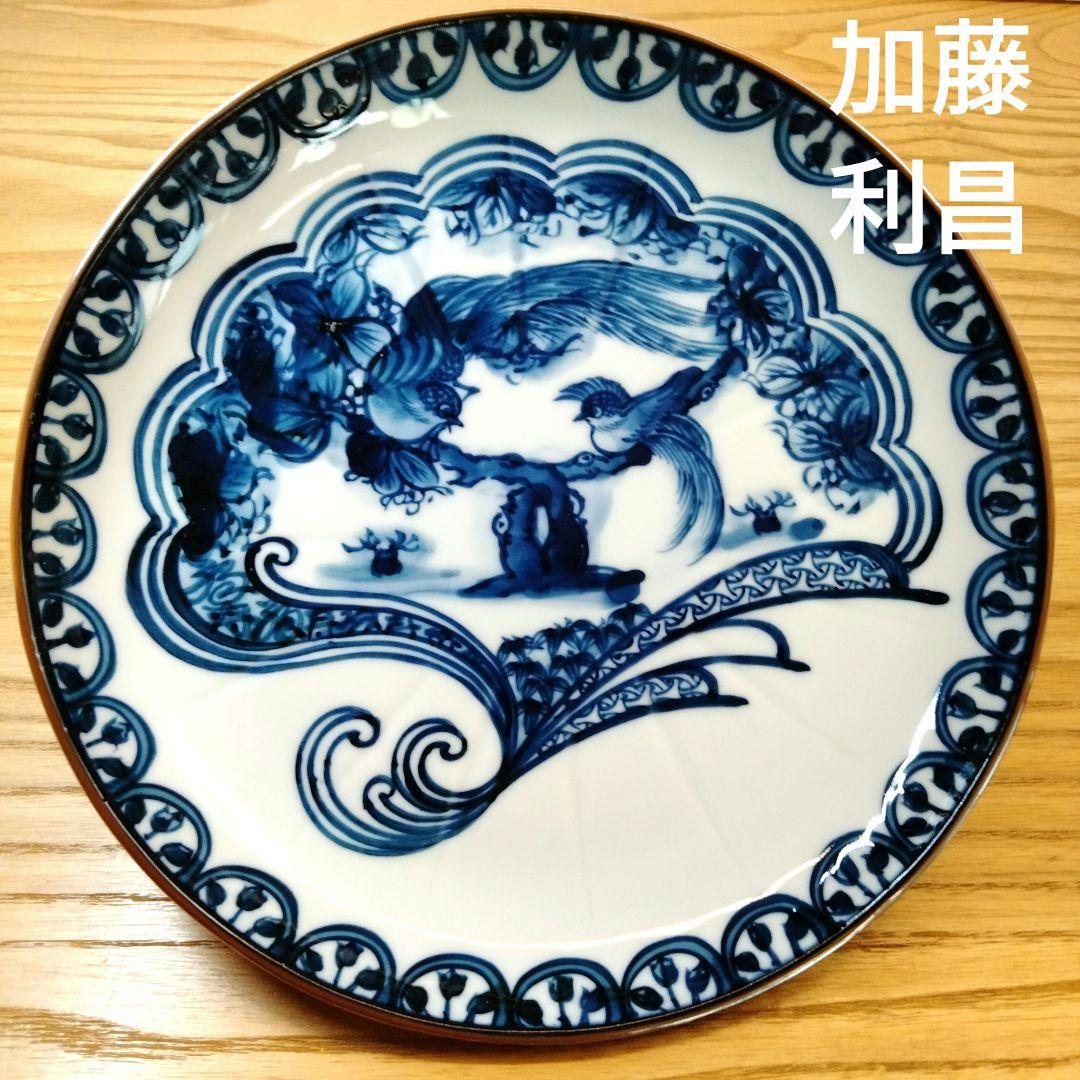 加藤 利昌 清水焼 青華瑞鳥皿5客