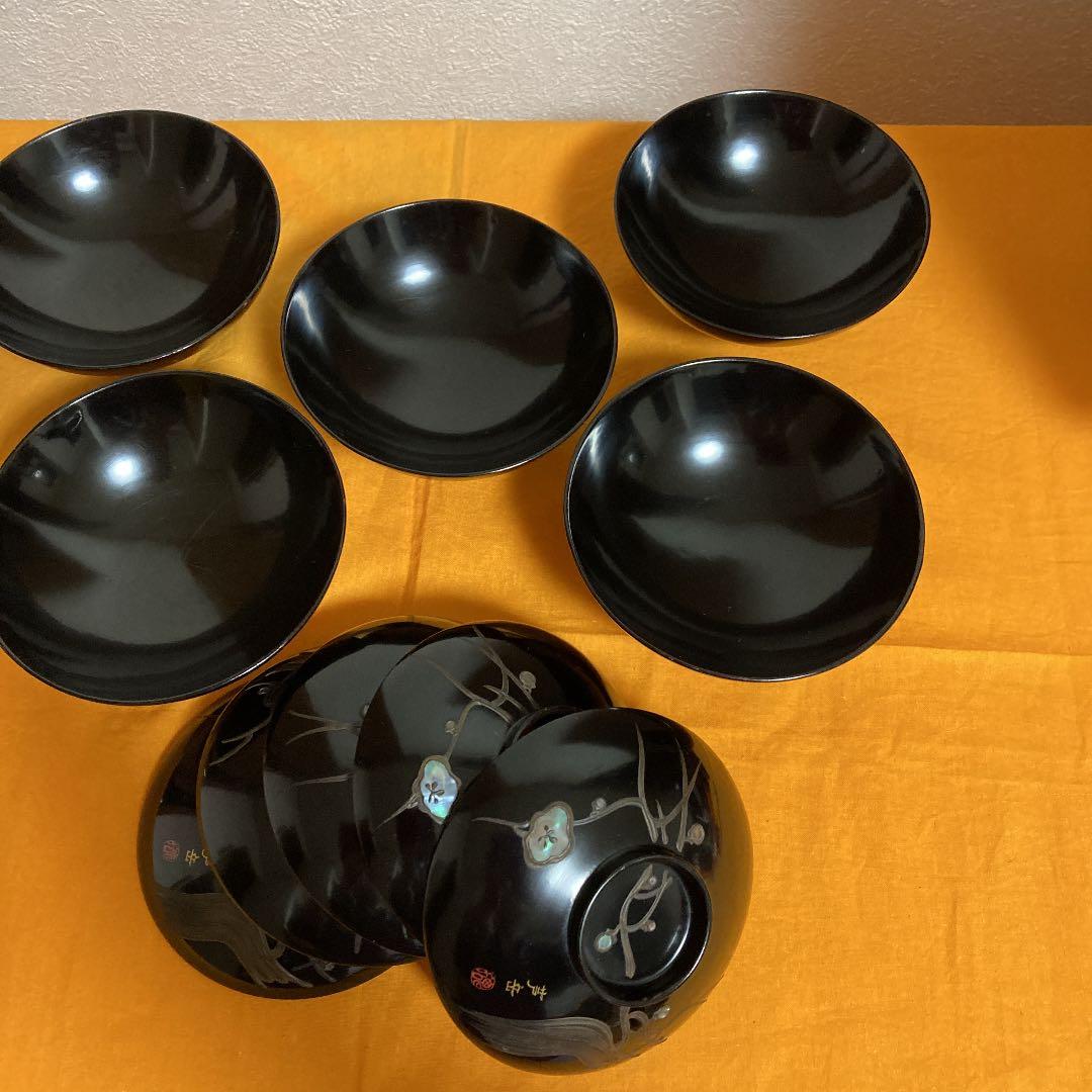 塗り椀 葡萄 螺鈿 10点 古美術 ☆