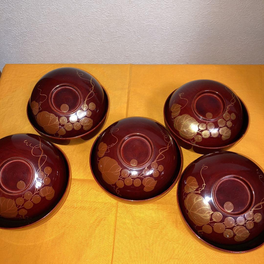 塗り椀 葡萄 螺鈿 10点 古美術 ☆