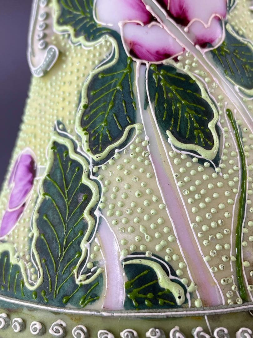 希少】オールドニッポン 約25．3cm 花紋 一陳盛上げ アールヌーボー