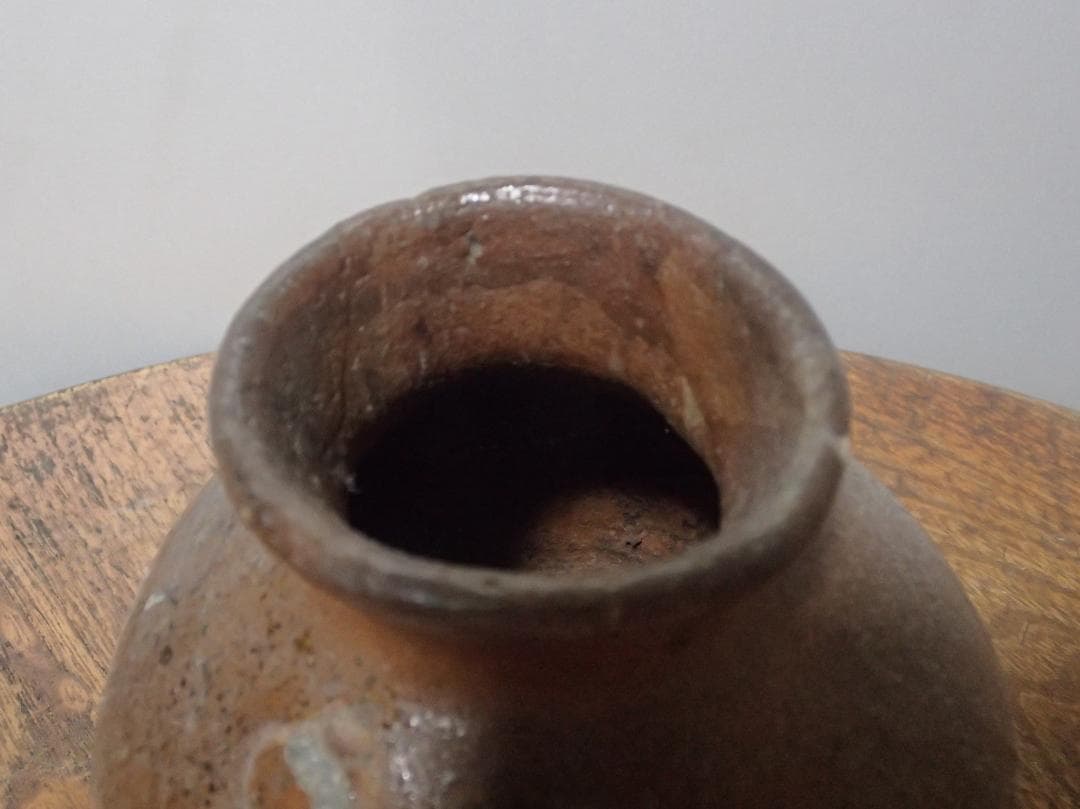 骨董　花瓶　越前お歯黒壺