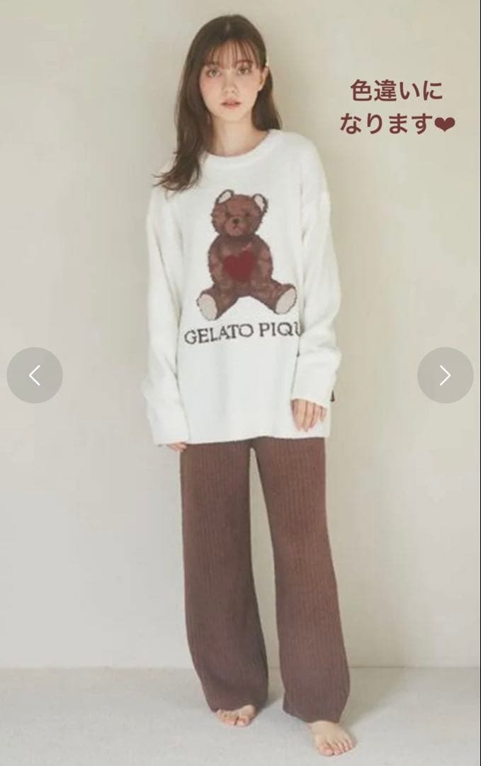新品タグ付❤︎ジェラートピケベビモコハートベアジャガードプルオーバー＆パンツSET