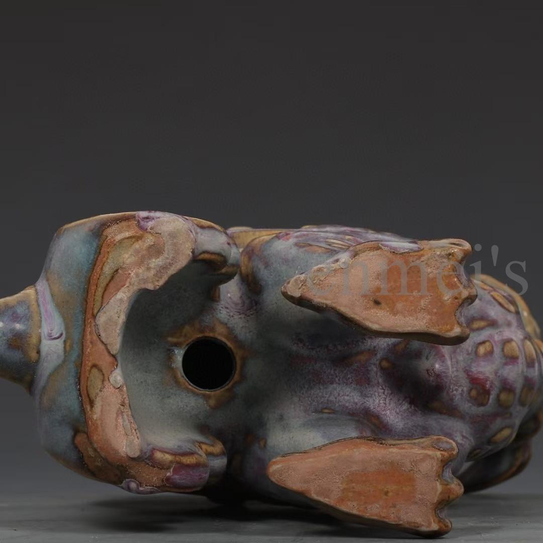 中国古美術・旧藏宋钧窑款羊形烛台・玫瑰紫釉・文房具・木