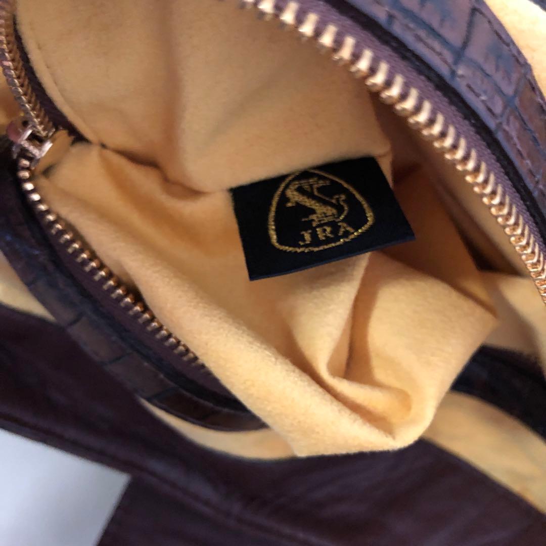 レザージュエルズ マットクロコダイル ハンドバッグ モデルT ブラウン