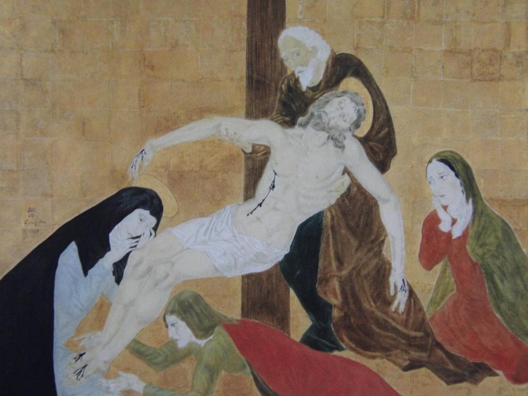 藤田嗣治、【Descente de Croix】、希少な額装用画集より、厳選