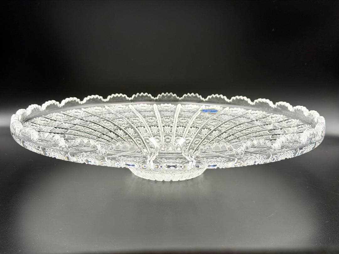 未使用】ボヘミアクリスタル 大型コンポート 35cm チェコ製 飾り皿