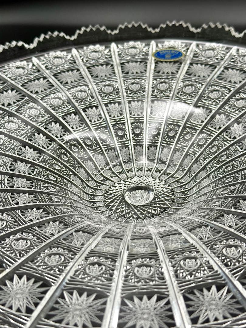 未使用】ボヘミアクリスタル 大型コンポート 35cm チェコ製 飾り皿