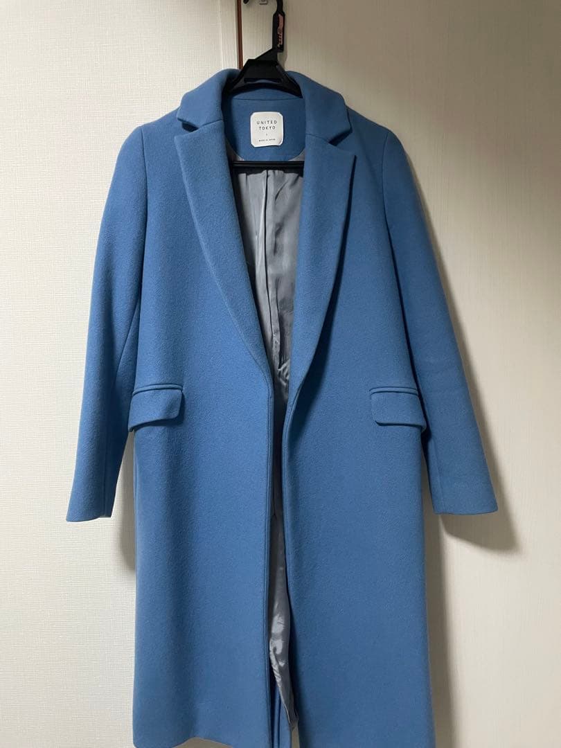 UNITED TOKYO カシミア混ブルー チェスターコート タグ付未使用 UNITED
