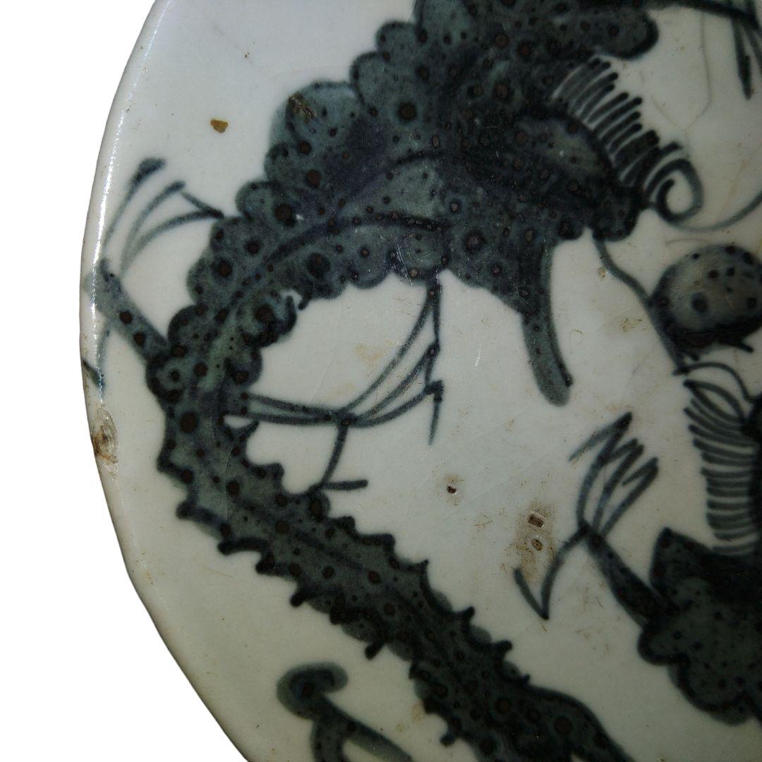 中国古玩 明代龍文染付皿 呉須窯皿