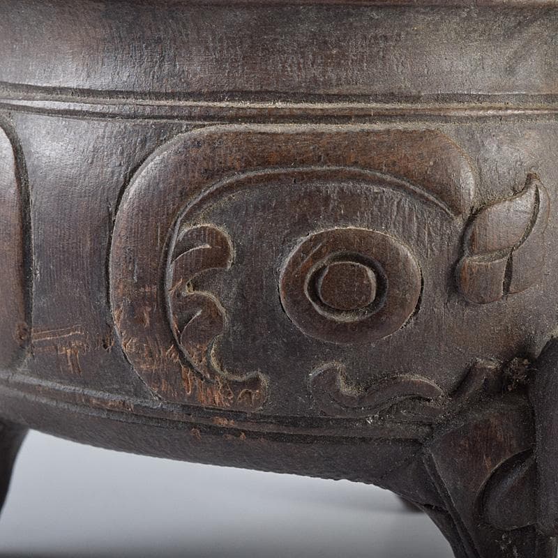 中国 古竹彫刻 獣摘饕餮文 香炉 鼎 V R8107 - メルカリ