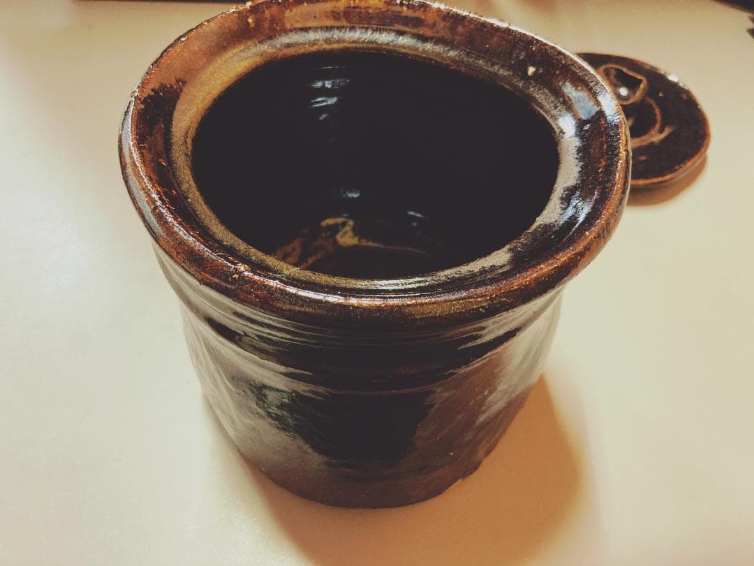 【値下げ】 奥磯太覚 鉄釉 美濃焼 水差 替蓋付 【真作保証】