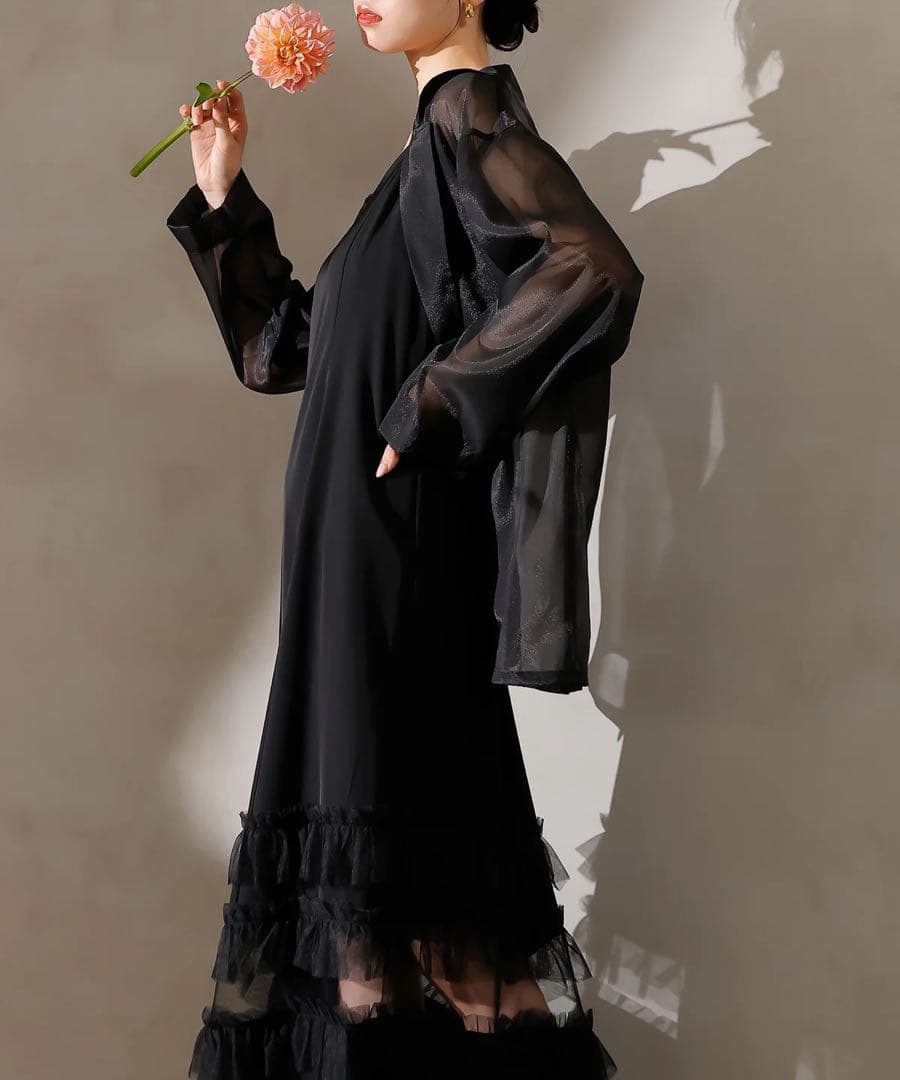 裾フリルキャミワンピース シアージャケット 2点セット ドレス